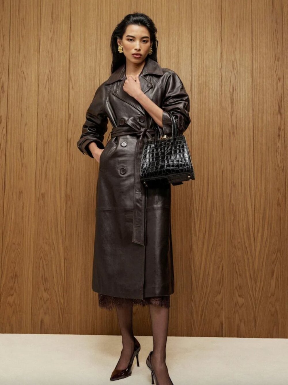 Reformation Veda Ashland Leather Trench